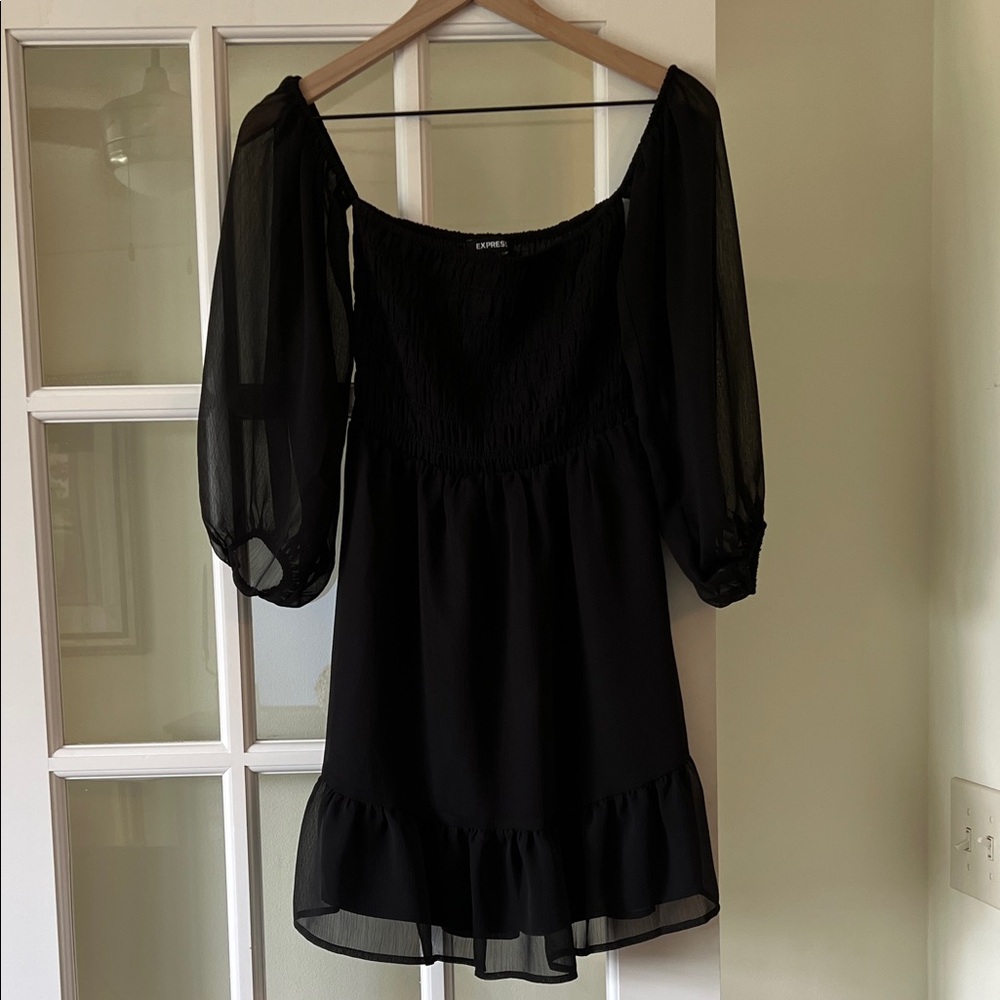 Express Black Off Shoulder Mini Dress